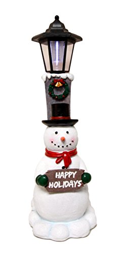 Ebros Gift Ebros Jolly Christmas Season Frosty The Snowman Decorative Statue With Solar LED Light Lantern Lamp 18.5"H As Home Patio Guest Greeter Welcome Decor With Happy Holidays Sign Plaque