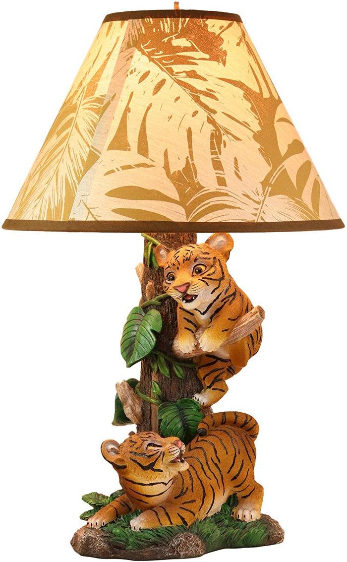 Ebros Gift Ebros Jungle Frolic Climbing Orange Bengal Tiger Cubs Table Lamp Statue And Shade 19"H