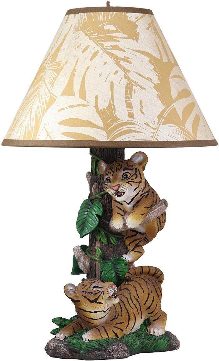 Ebros Gift Ebros Jungle Frolic Climbing Orange Bengal Tiger Cubs Table Lamp Statue And Shade 19"H