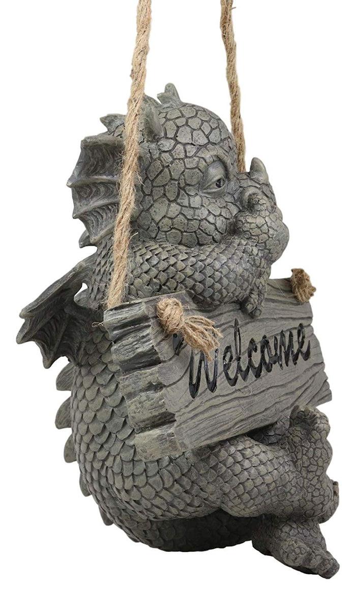 Ebros Gift Ebros Jute Strings Hanging Welcome Garden Dragon Statue Nose Picker Wyrmling