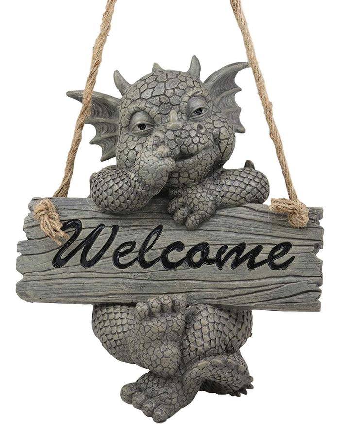 Ebros Gift Ebros Jute Strings Hanging Welcome Garden Dragon Statue Nose Picker Wyrmling
