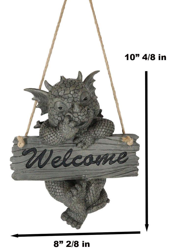 Ebros Gift Ebros Jute Strings Hanging Welcome Garden Dragon Statue Nose Picker Wyrmling