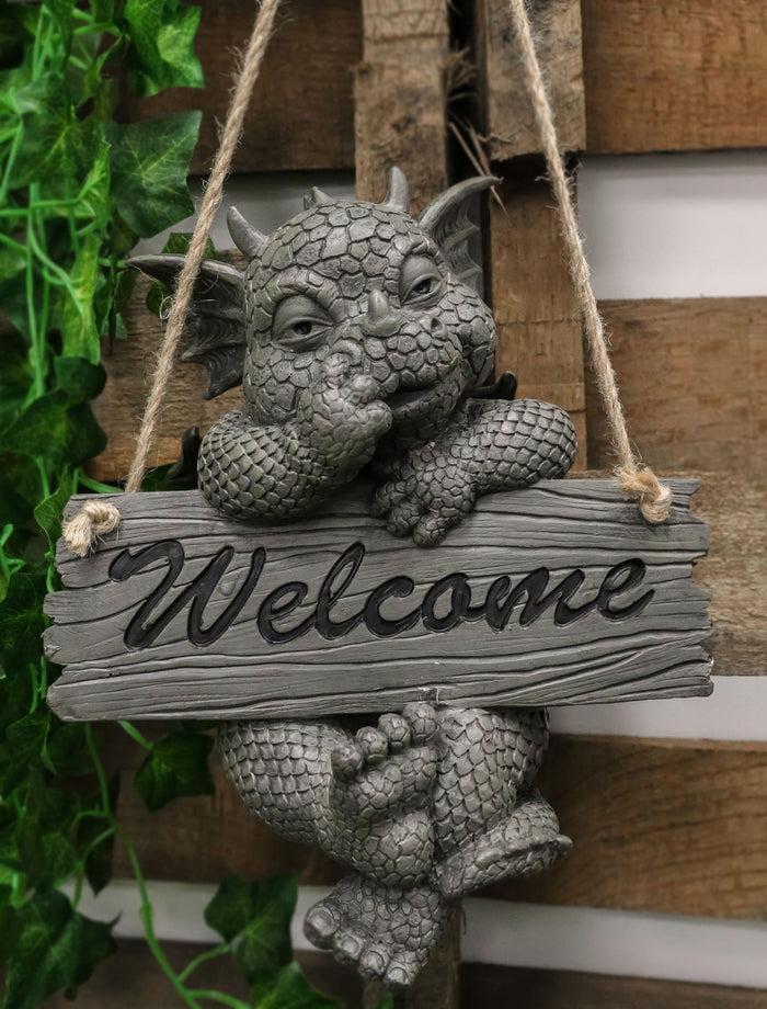 ebros gift Ebros Jute Strings Hanging Welcome Garden Dragon Statue Nose Picker Wyrmling