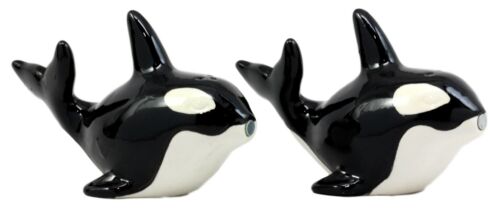 Ebros Gift Ebros Killer Whale Orcas Ocean Marine Sea Life Salt & Pepper Shakers Set Ceramic