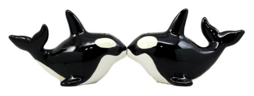 Ebros Gift Ebros Killer Whale Orcas Ocean Marine Sea Life Salt & Pepper Shakers Set Ceramic