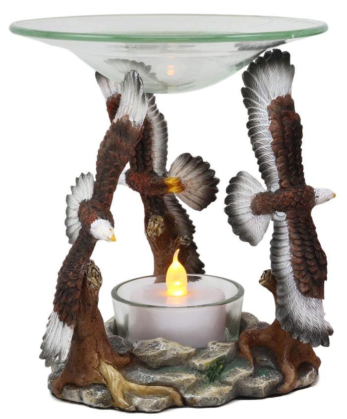 Ebros Gift Ebros King Of The Sky Soaring Trinity Bald Eagles Oil Wax Warmer Candle Holder Statue