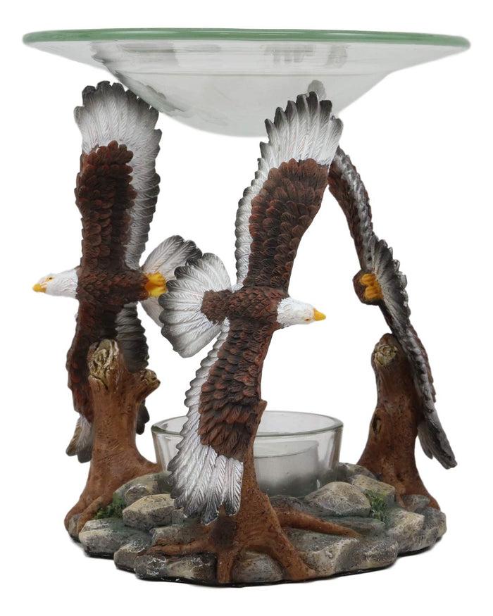 Ebros Gift Ebros King Of The Sky Soaring Trinity Bald Eagles Oil Wax Warmer Candle Holder Statue