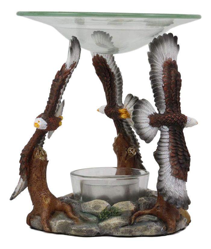 Ebros Gift Ebros King Of The Sky Soaring Trinity Bald Eagles Oil Wax Warmer Candle Holder Statue