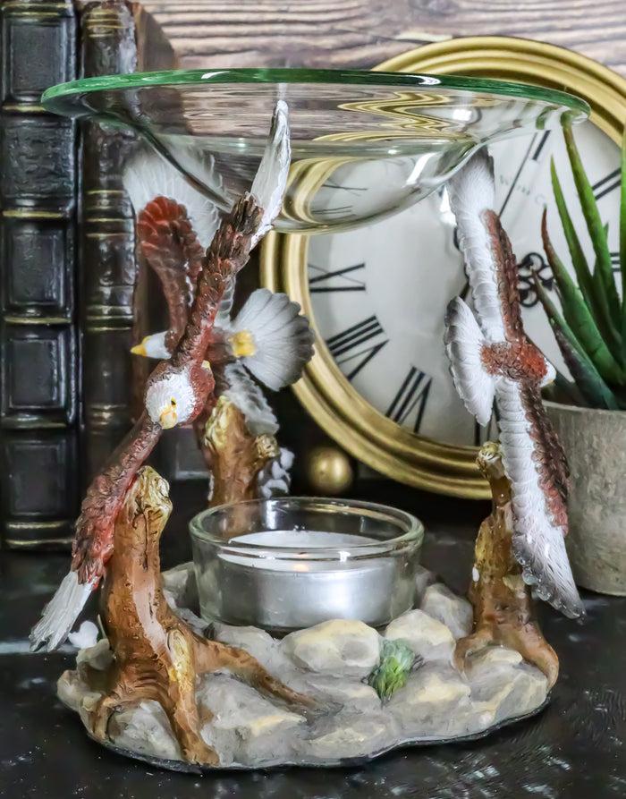 ebros gift Ebros King Of The Sky Soaring Trinity Bald Eagles Oil Wax Warmer Candle Holder Statue