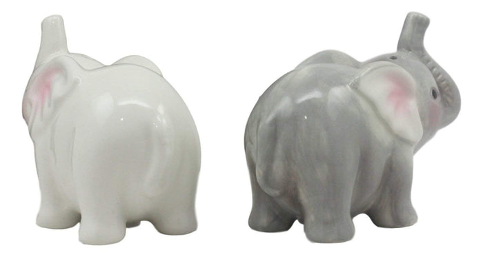 Ebros Gift Ebros Kissing Elephant Couple Ceramic Salt And Pepper Shakers Figurine Decor Set 3.5"Long