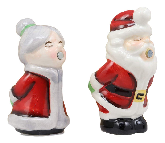 Ebros Gift Ebros Kissing Mr And Mrs Santa Claus Couple Magnetic Salt And Pepper Shakers Set