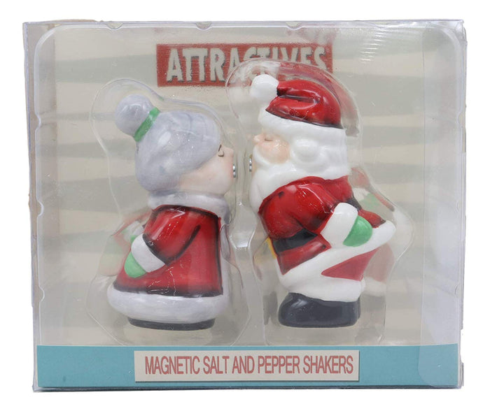 Ebros Gift Ebros Kissing Mr And Mrs Santa Claus Couple Magnetic Salt And Pepper Shakers Set