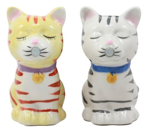 Ebros Gift Ebros Kissing Orange And Gray Striped Tabby Cats Salt And Pepper Shakers Set
