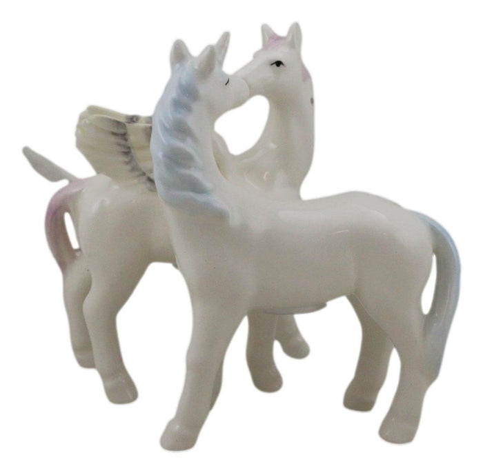Ebros Gift Ebros Kissing Unicorn And Pegasus Ceramic Magnetic Salt And Pepper Shakers Set