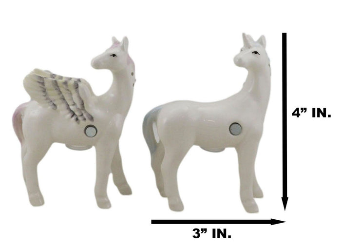 Ebros Gift Ebros Kissing Unicorn And Pegasus Ceramic Magnetic Salt And Pepper Shakers Set