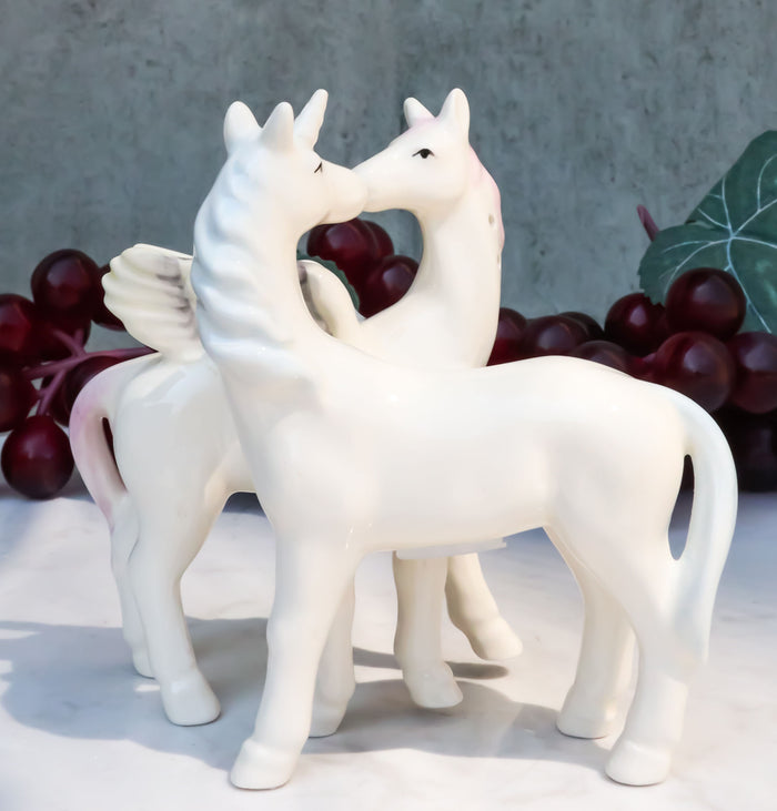 ebros gift Ebros Kissing Unicorn and Pegasus Ceramic Magnetic Salt and Pepper Shakers Set