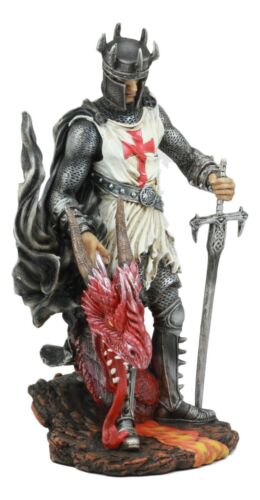 ebros gift Ebros Knight Of The Cross Saint George Holding Slain Red Dragon Statue 12.5"Tall