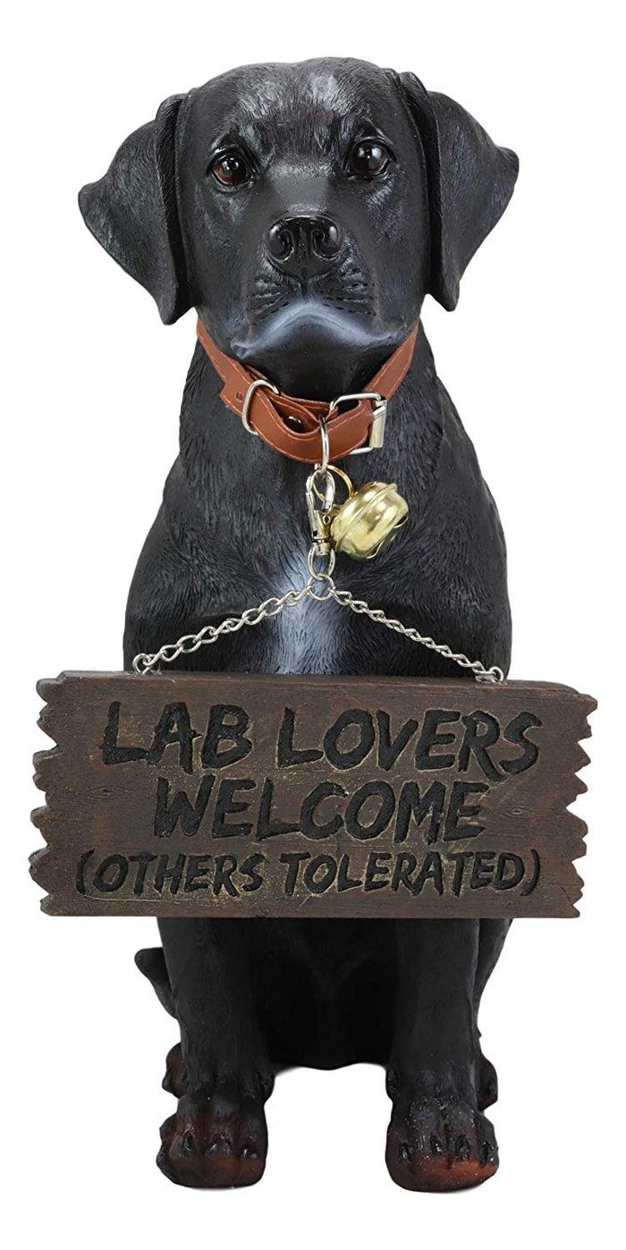 Ebros Gift Ebros Labrador Retriever Statue 13.25" H Dog With Jingle Collar & Greeting Sign