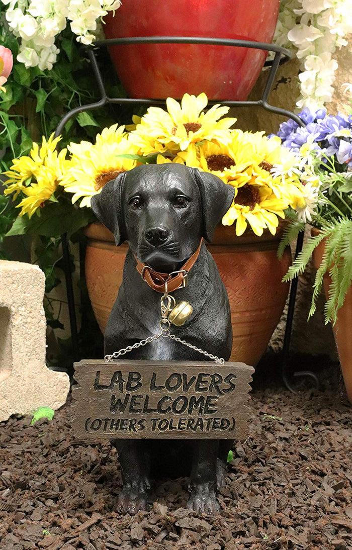 ebros gift Ebros Labrador Retriever Statue 13.25" H Dog with Jingle Collar & Greeting Sign