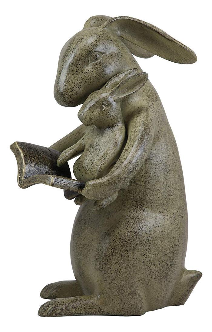 Ebros Gift Ebros Large 13"Tall Aluminum Whimsical Story Time Mother Rabbit Reading Book To Her Kit Garden Statue Animal Fairy Tale Nursery Rhymes Rustic Cottage Outdoors Lawn Pool Patio Home Decorative Figurine