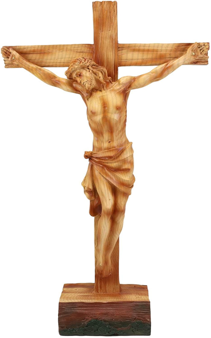 Ebros Gift Ebros Large 15"H Jesus Christ With Crown Of Thorns On The Cross Desktop Plaque