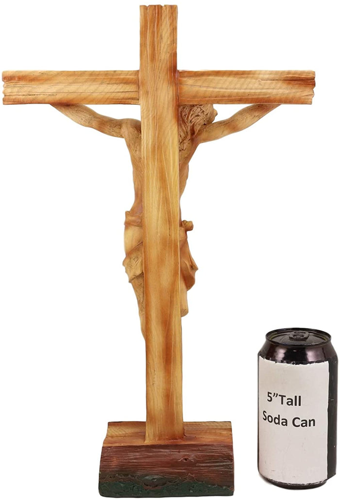 Ebros Gift Ebros Large 15"H Jesus Christ With Crown Of Thorns On The Cross Desktop Plaque