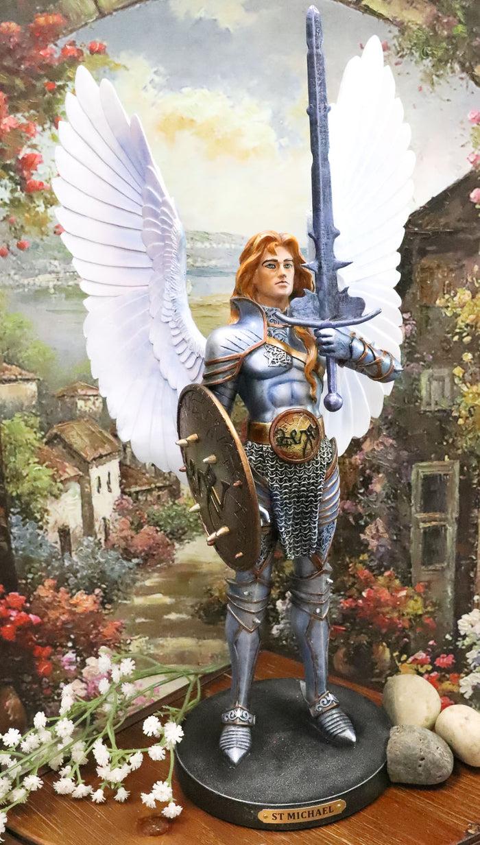 ebros gift Ebros Large 18"H Colorful Saint Archangel Michael Holding Sword & Shield Statue