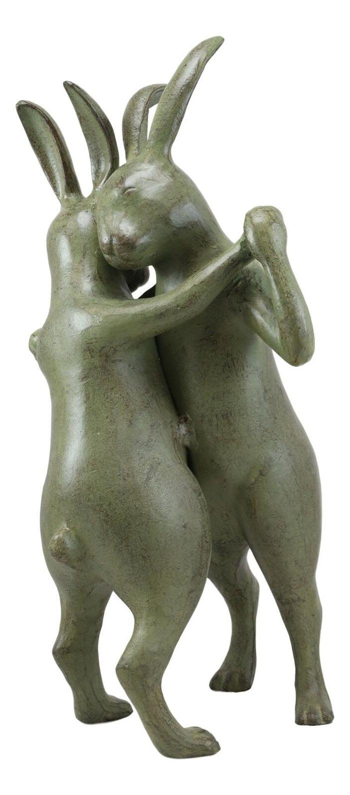 Ebros Gift Ebros Large 18" Tall Aluminum Whimsical Romantic Rabbit Couple Ballroom Dancing Garden Statue Animal Fairy Tale Nursery Rhymes Rustic Cozy Cottage Outdoors Lawn Pool Patio Home Decorative Figurine