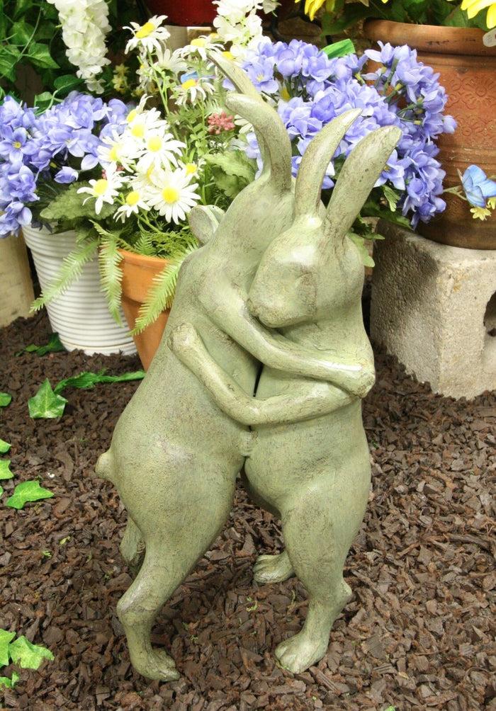 ebros gift Ebros Large 18" Tall Aluminum Whimsical Romantic Rabbit Couple Ballroom Dancing Garden Statue Animal Fairy Tale Nursery Rhymes Rustic Cozy Cottage Outdoors Lawn Pool Patio Home Decorative Figurine