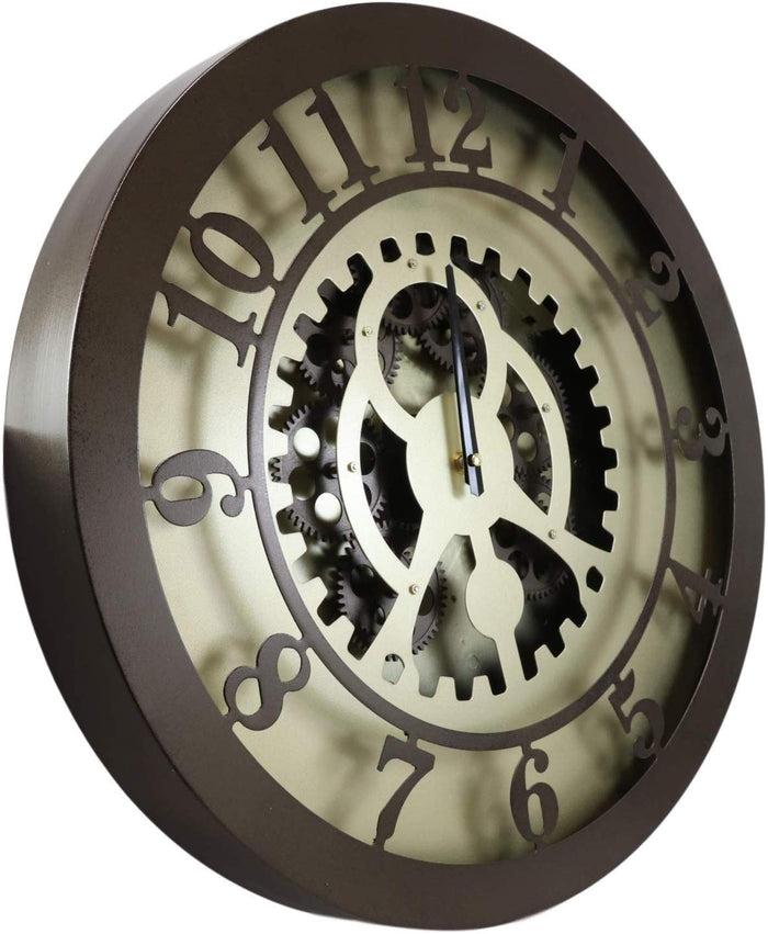 Ebros Gift Ebros Large 19.5" W Steampunk Industrial Metal Wall Clock With Moving Gearwork
