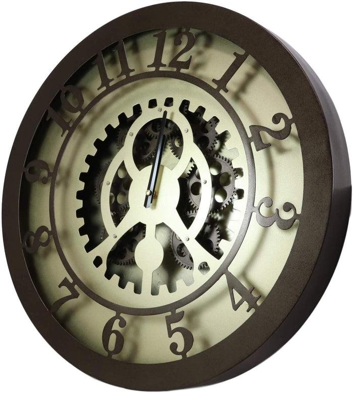 Ebros Gift Ebros Large 19.5" W Steampunk Industrial Metal Wall Clock With Moving Gearwork