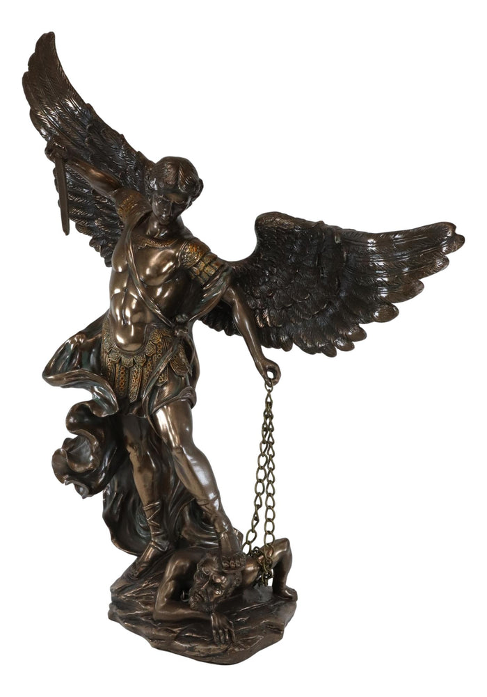 Ebros Gift Ebros Large 20"H Guardian Archangel Saint Michael Slaying Lucifer Statue Guido Reni