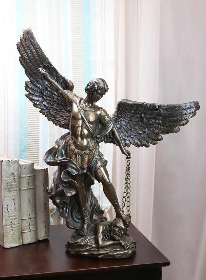 ebros gift Ebros Large 20"H Guardian Archangel Saint Michael Slaying Lucifer Statue Guido Reni