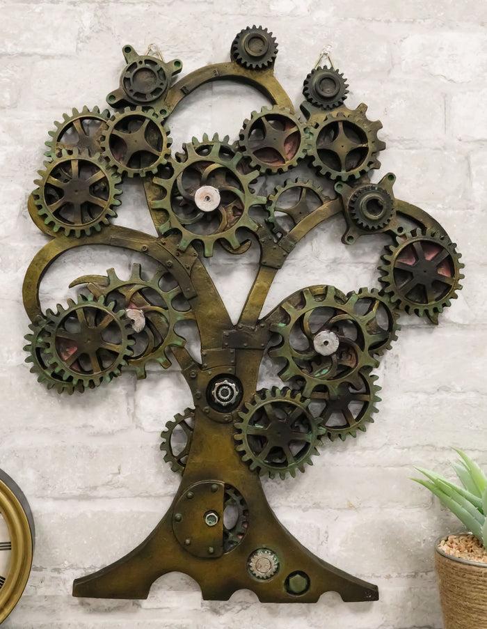 ebros gift Ebros Large 20" High Steampunk Tree of Life Wall Decor Victorian Sci Fi Celtic Sacred Tree with Painted Gearwork Pressure Gauge Hanging Plaque Figurine