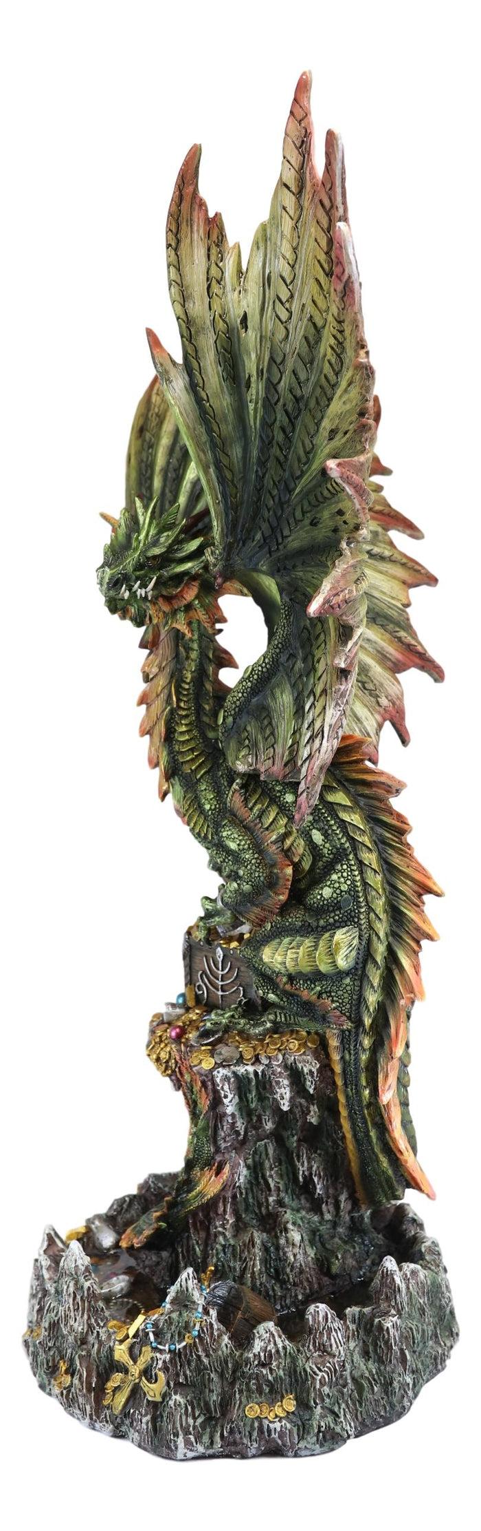 Ebros Gift Ebros Large 26"H Green Castle Guardian Treasure Dragon Statue Fantasy Home Decor