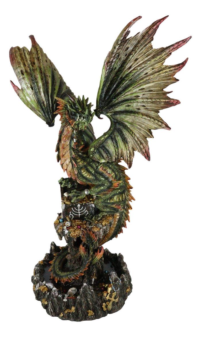 Ebros Gift Ebros Large 26"H Green Castle Guardian Treasure Dragon Statue Fantasy Home Decor