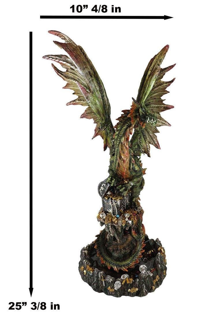 Ebros Gift Ebros Large 26"H Green Castle Guardian Treasure Dragon Statue Fantasy Home Decor