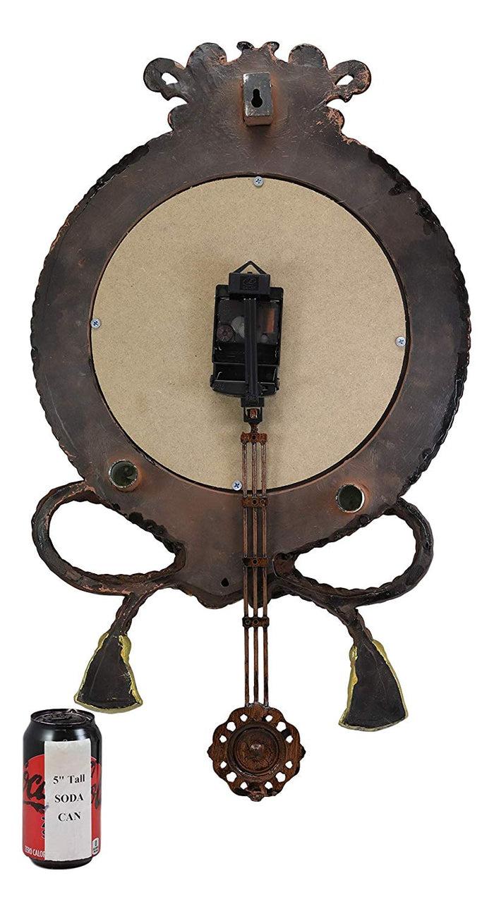 Ebros Gift Ebros Large 28" Brown And Gold Leaf High Baroque Renaissance Vintage Antique Design Style Classical Ornate Floral Analog Wall Clock With Swinging Pendulum Home And Office Victorian Decor Quartz Clocks