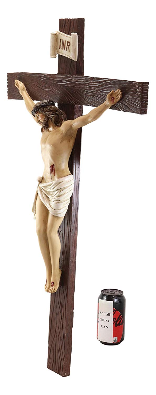 Ebros Gift Ebros Large 30" Tall INRI Jesus Christ On The Cross Wall Hanging Crucifix Plaque