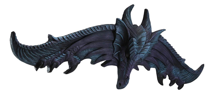 Ebros Gift Ebros Large 34.25"Wide Medieval Fantasy Midnight Blue Blood Overwatch Dragon With Open Wings Wall Decor Plaque Entrance Overdoor Pediment Door Hanger Dragons And Dungeons Halloween Wall Art Decorative