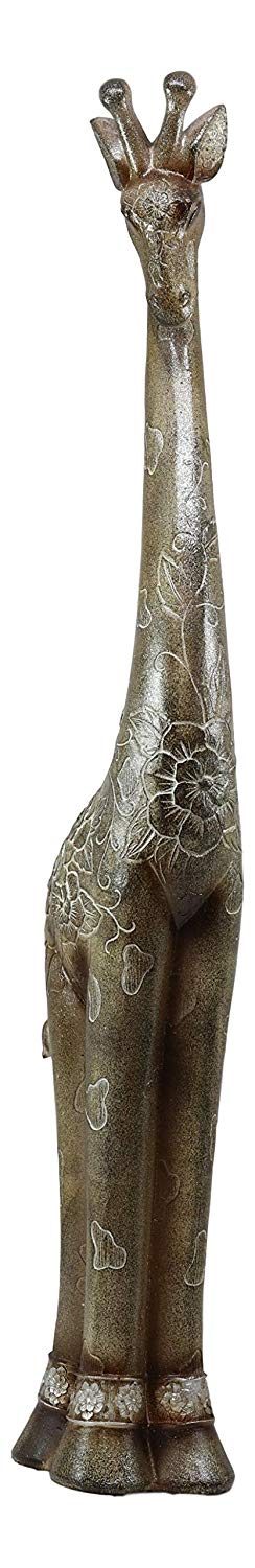 Ebros Gift Ebros Large Abstract Sandstone Finish Elegant Standing Giraffe With Floral Spots Statue 25" Tall Safari Savannah Giraffes Long Neck Animal Figurine Madagascar Africa Wildlife Decor And Gifts