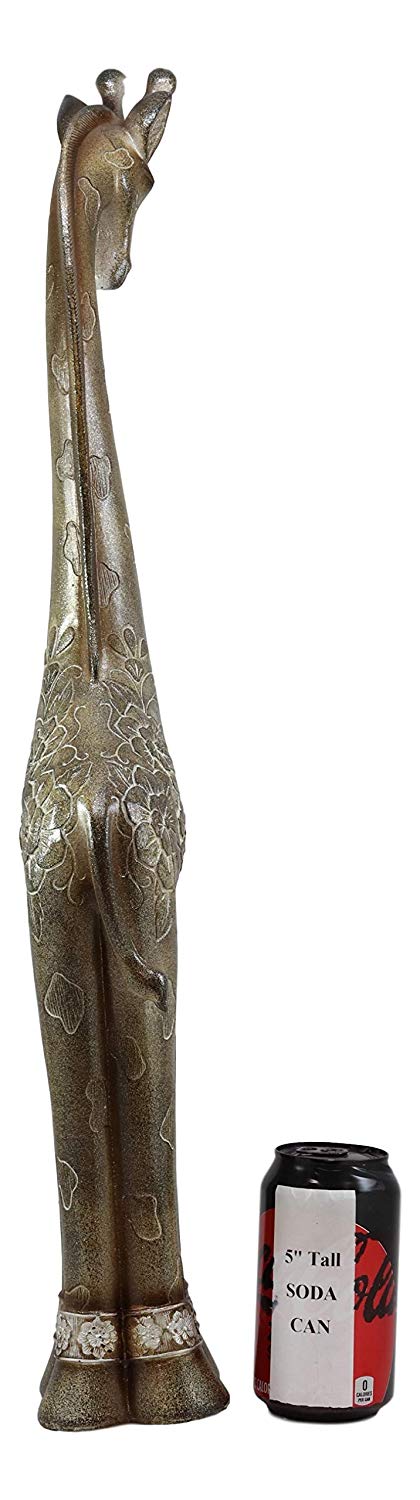 Ebros Gift Ebros Large Abstract Sandstone Finish Elegant Standing Giraffe With Floral Spots Statue 25" Tall Safari Savannah Giraffes Long Neck Animal Figurine Madagascar Africa Wildlife Decor And Gifts