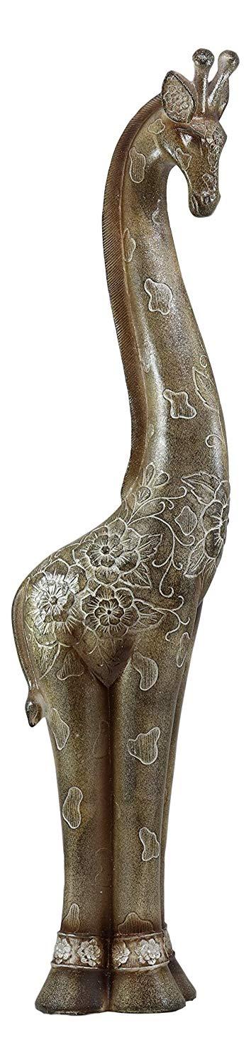 ebros gift Ebros Large Abstract Sandstone Finish Elegant Standing Giraffe with Floral Spots Statue 25" Tall Safari Savannah Giraffes Long Neck Animal Figurine Madagascar Africa Wildlife Decor and Gifts