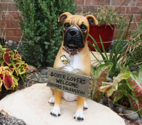 Ebros Gift Ebros Large Adorable Fawn Boxer Garden Greeter Statue With Jingle Collar 13.25" Tall