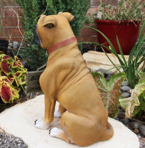 Ebros Gift Ebros Large Adorable Fawn Boxer Garden Greeter Statue With Jingle Collar 13.25" Tall