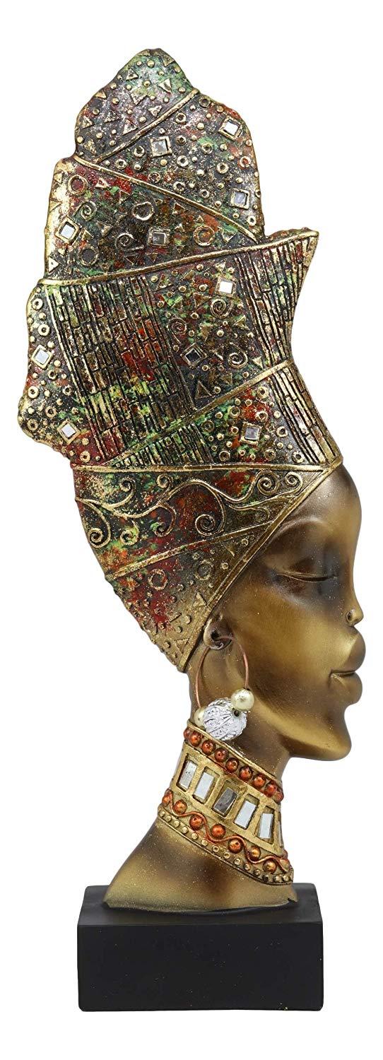 Ebros Gift Ebros Large African Tribal Art 3D Maasai Ebony Female With Yoruba ASO Oke Hat Head Bust Statue 15.25" Tall