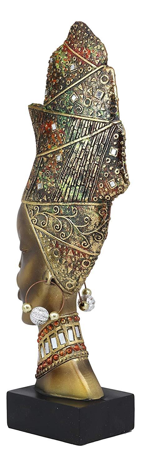 Ebros Gift Ebros Large African Tribal Art 3D Maasai Ebony Female With Yoruba ASO Oke Hat Head Bust Statue 15.25" Tall
