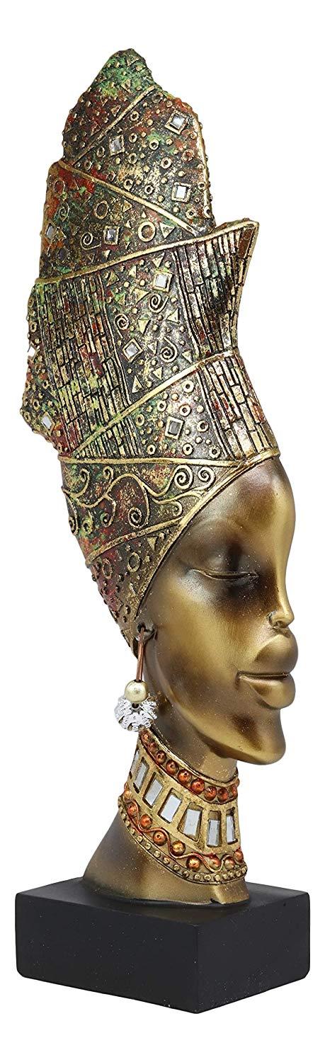 ebros gift Ebros Large African Tribal Art 3D Maasai Ebony Female with Yoruba ASO Oke Hat Head Bust Statue 15.25" Tall