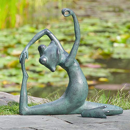 Ebros Gift Ebros Large Aluminum Frog In Lizard Pose Yoga Stretch Garden Statue 15" Long