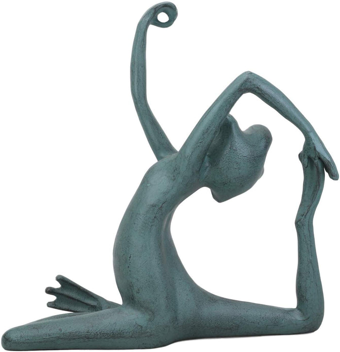 ebros gift Ebros Large Aluminum Frog in Lizard Pose Yoga Stretch Garden Statue 15" Long